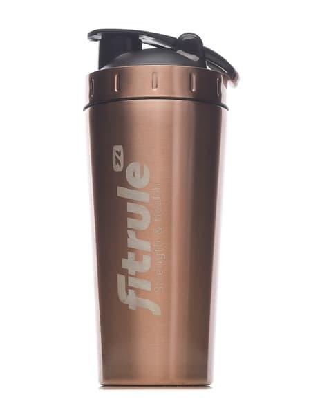 FitRule Шейкер алюминиевый с прозрачной вставкой 700ml (Золотой Розовый)