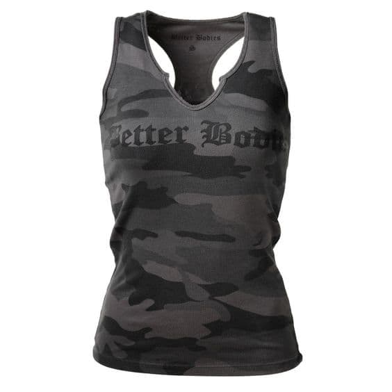 Better Bodies V-neck cut rib tank, женская майка серый камуфляж